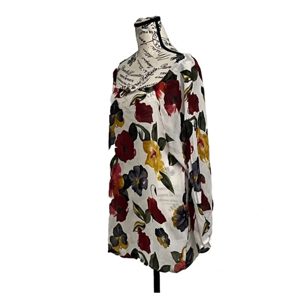 Sunstreak By Newport News 90s Vtg Floral Sheer Tunic Blouse Retro Beach Boho M - Picture 2 of 10